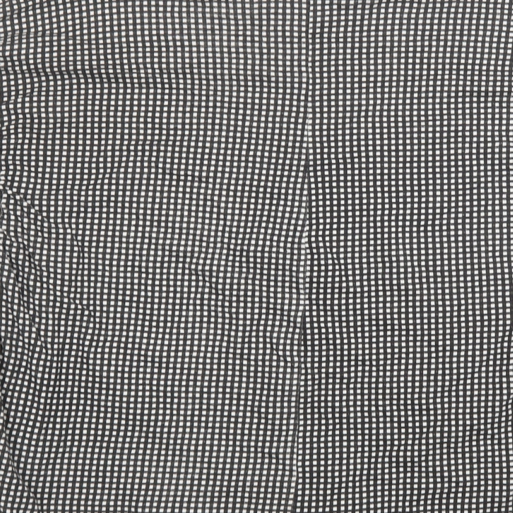 Zara Womens Black Geometric Cotton Jersey Blouse Size S Round Neck
