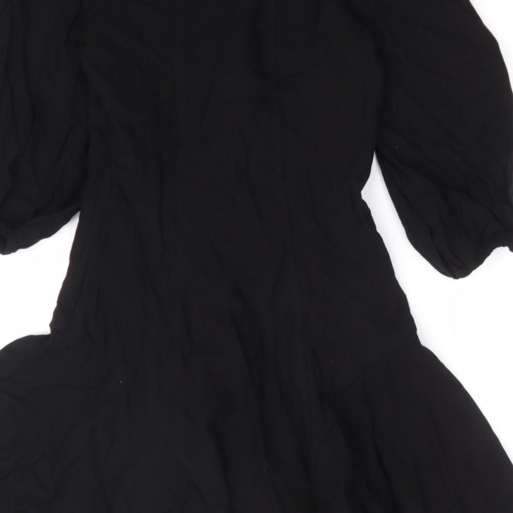Zara Womens Black Viscose A-Line Size XS Sweetheart Zip
