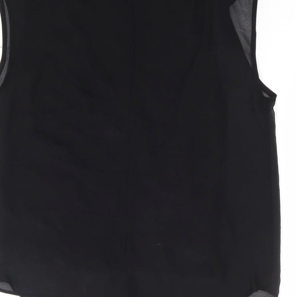 Zara Womens Black Polyester Basic Tank Size M Round Neck