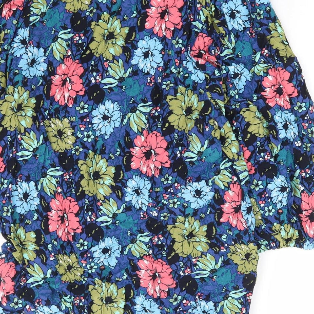 Marks & Spencer Womens Multicoloured Floral Viscose Basic Blouse Size 8 V-Neck