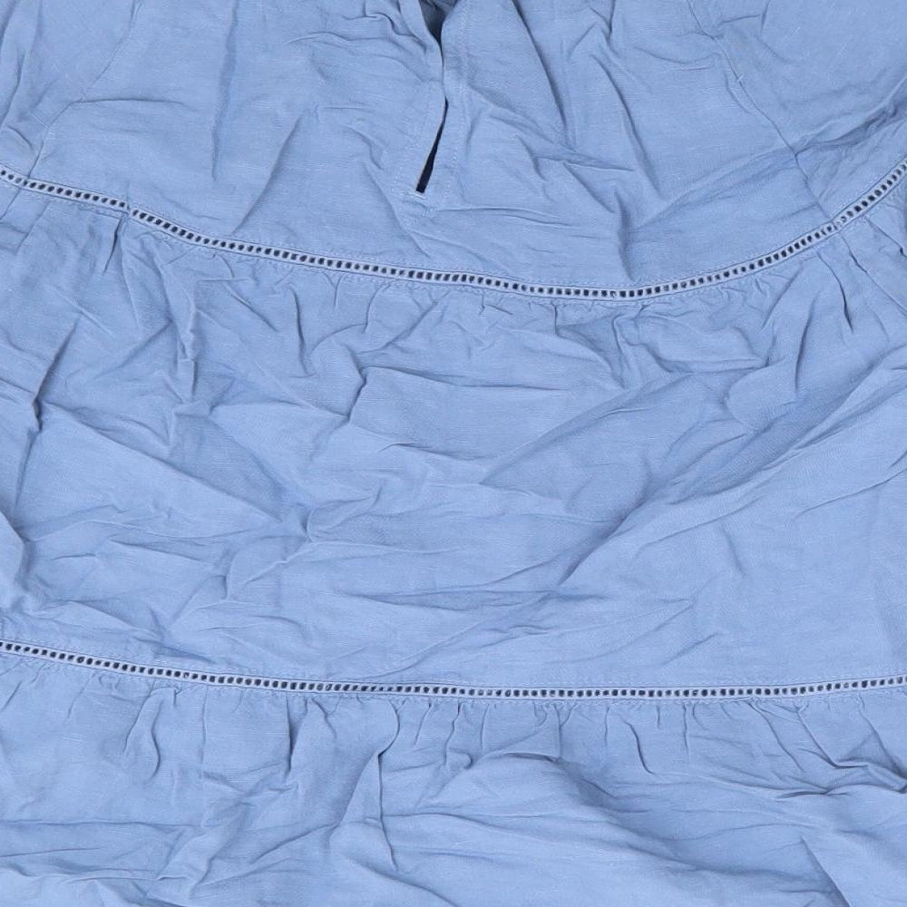 Marks & Spencer Womens Blue Viscose Basic Blouse Size 6 Round Neck - Peplum Smock