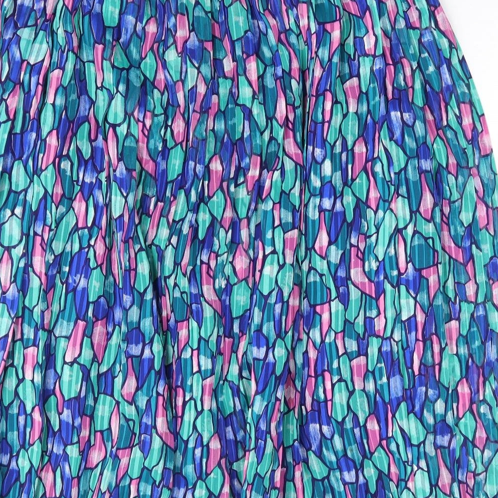 Preworn Womens Multicoloured Geometric Polyester Pleated Skirt Size 32 in