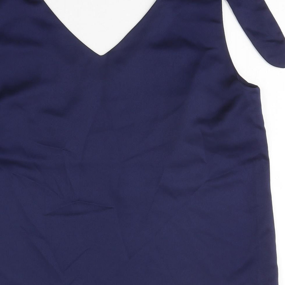 Savida Womens Blue Polyester Basic Tank Size M V-Neck
