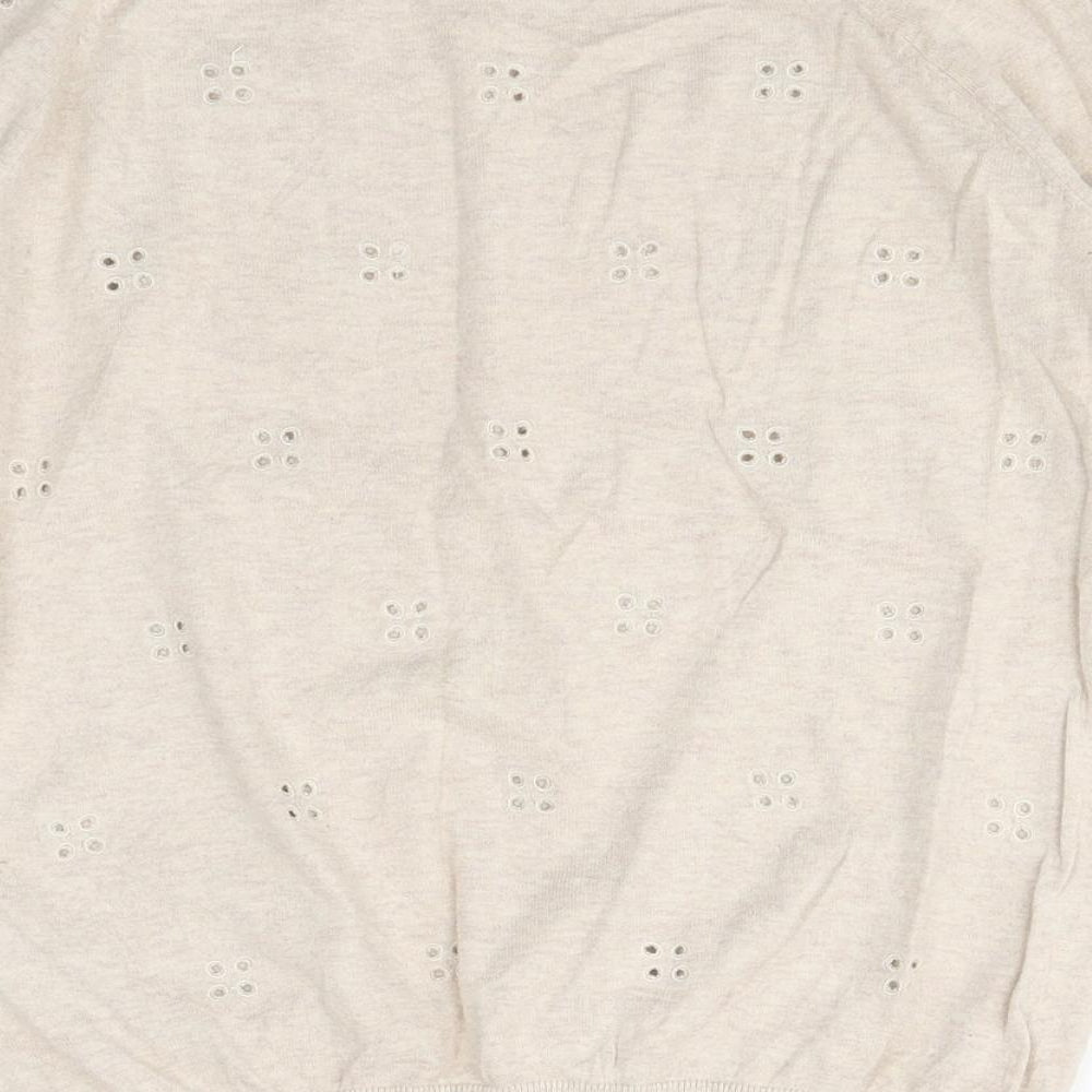 Topshop Womens Beige Polyester Basic T-Shirt Size 8 Off the Shoulder