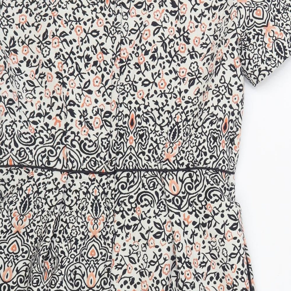 H&M Womens Multicoloured Floral Polyester Sheath Size 6 Round Neck Zip