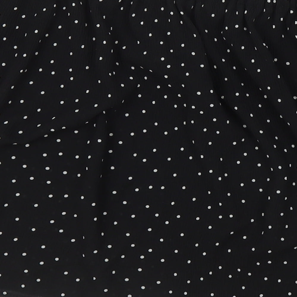 Topshop Womens Black Polka Dot Polyester Cropped T-Shirt Size 14 Boat Neck