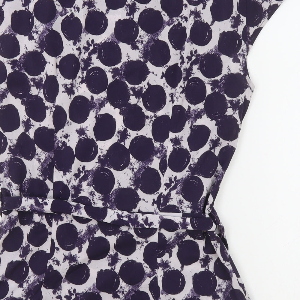 H&M Womens Purple Polka Dot Polyester Basic Blouse Size 6 Cowl Neck
