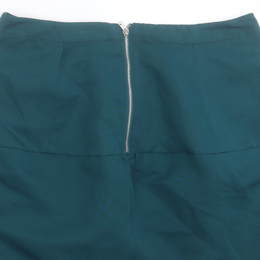 Barkins Womens Green Polyester A-Line Skirt Size 10 Zip