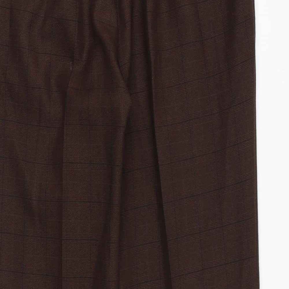 Preworn Womens Brown Striped Polyester Trousers Size 32 in L28 in Regular