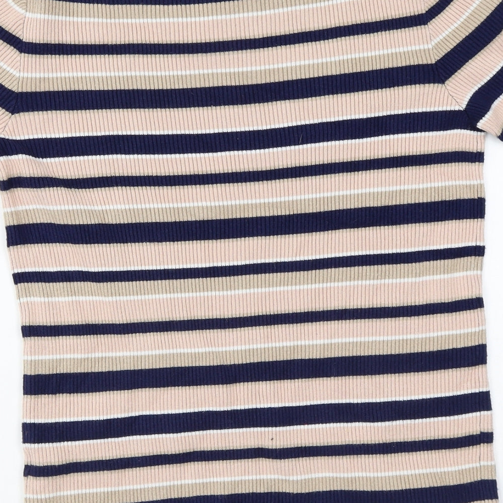 Dorothy Perkins Womens Multicoloured Round Neck Striped Viscose Pullover Jumper Size 16