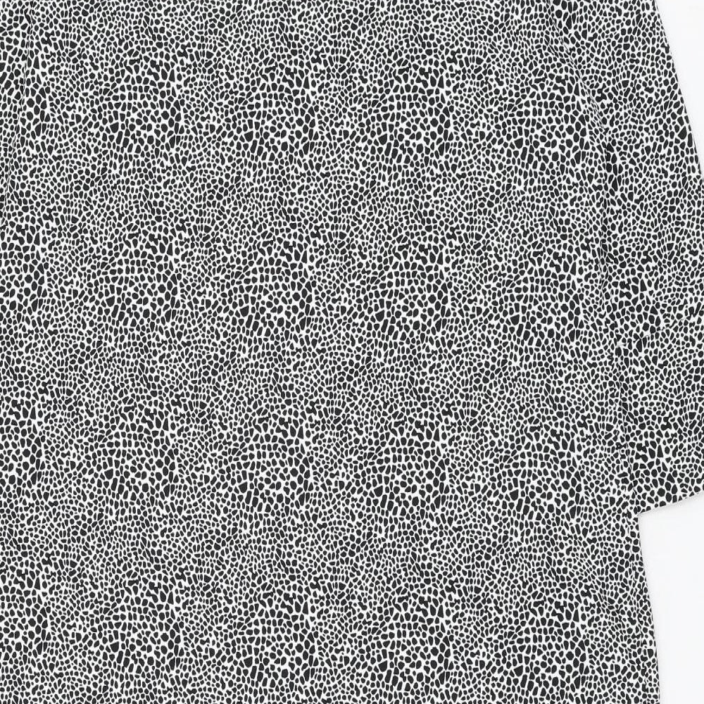 Marks & Spencer Womens White Animal Print Polyester Shift Size 12 V-Neck Pullover