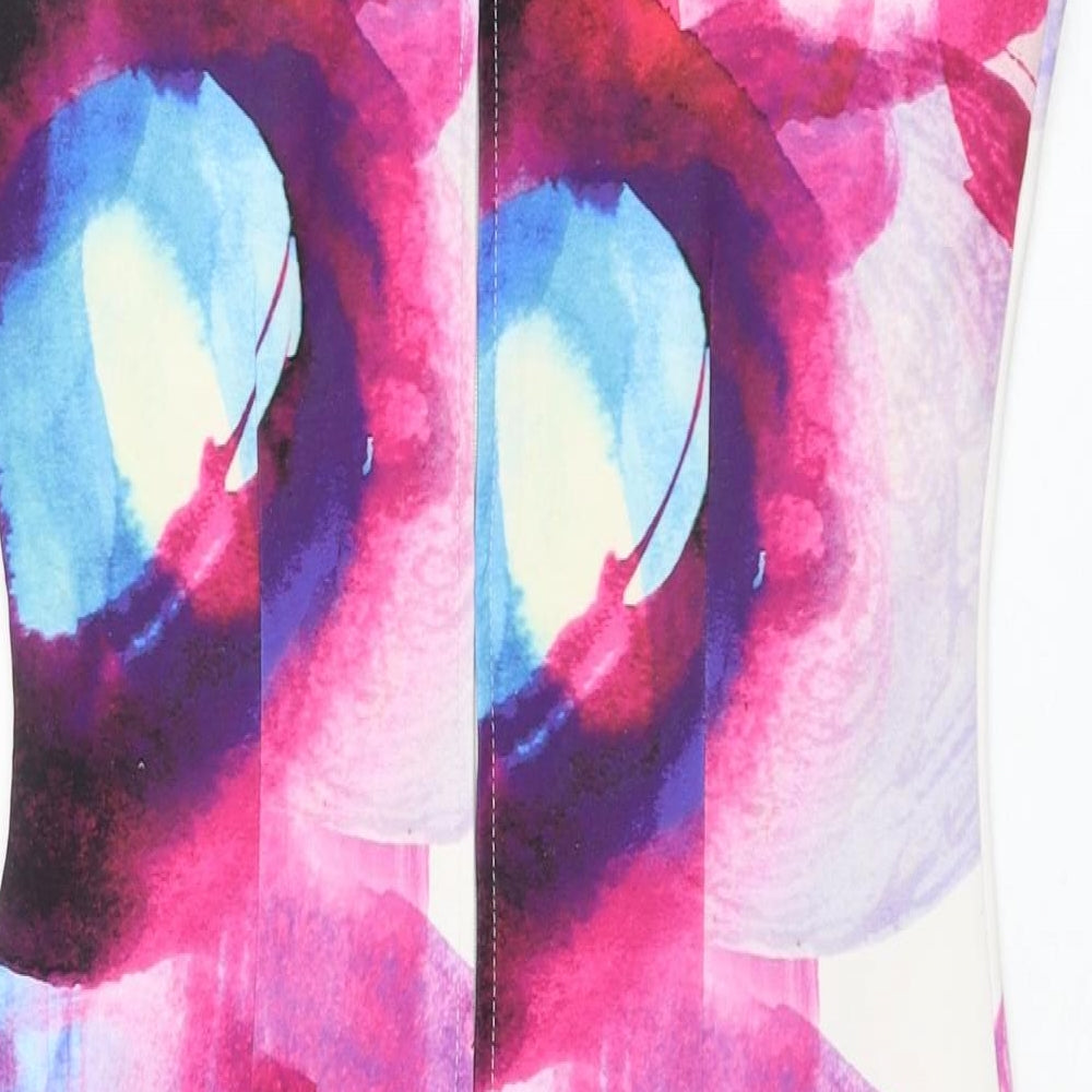 H&M Womens Multicoloured Geometric Polyester Shift Size S Round Neck Zip