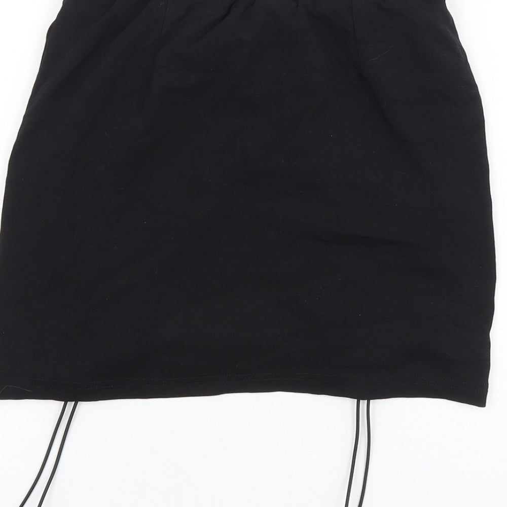 Podium Marbella Womens Black Polyester Mini Skirt Size S Drawstring