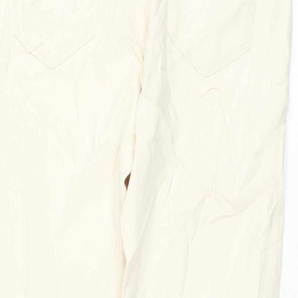 Marks & Spencer Womens Beige Cotton Tapered Jeans Size 34 in L31 in Regular Zip