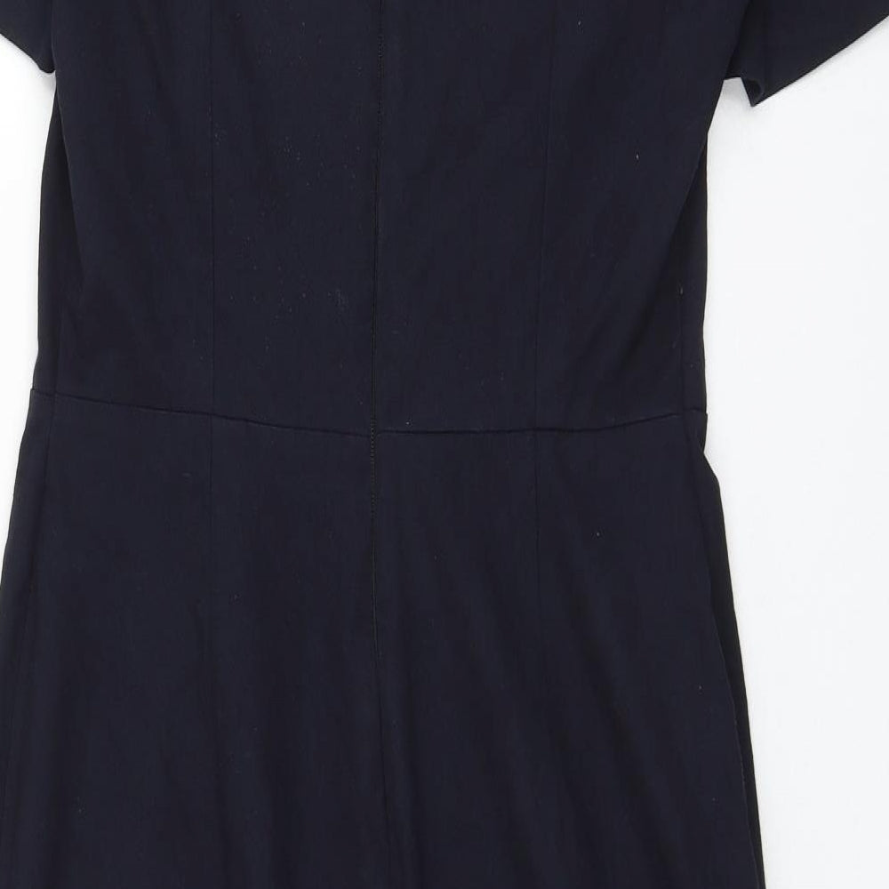 NEXT Womens Blue Polyester Shift Size 10 Square Neck Zip
