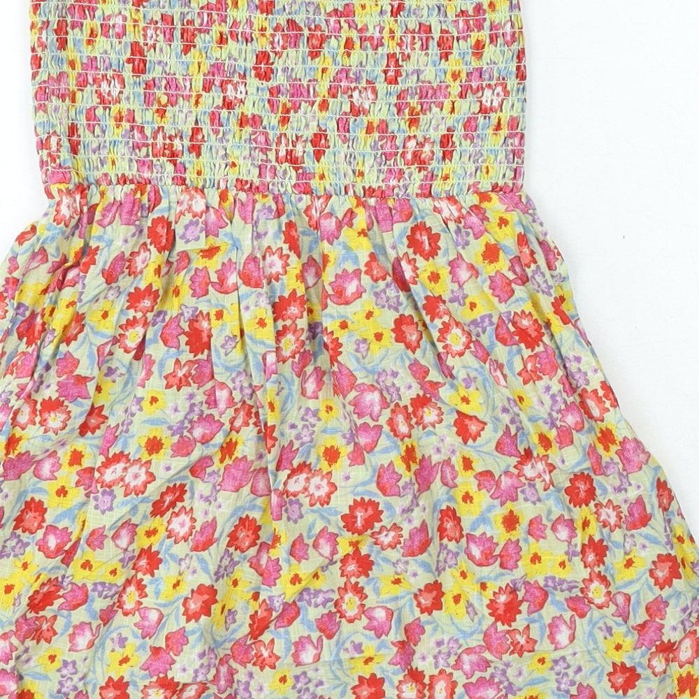 New Look Womens Multicoloured Floral 100% Cotton Basic Blouse Size 8 Off the Shoulder