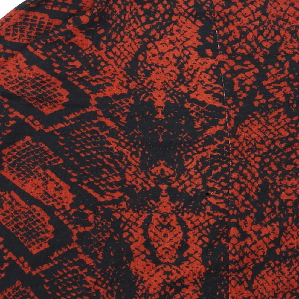 Simon Jeffrey Womens Red Animal Print Polyester Basic T-Shirt Size 12 Round Neck - Snake Skin Print