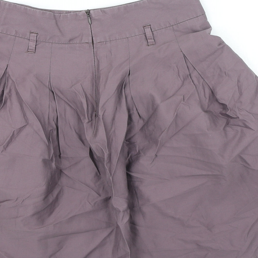 Zara Womens Purple Cotton A-Line Skirt Size M Tie