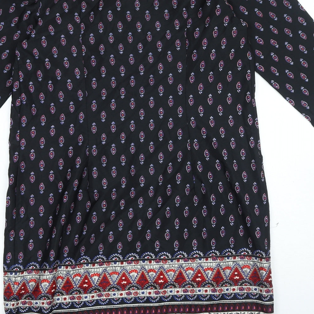 New Look Womens Multicoloured Geometric Polyester Sheath Size 10 Round Neck Button