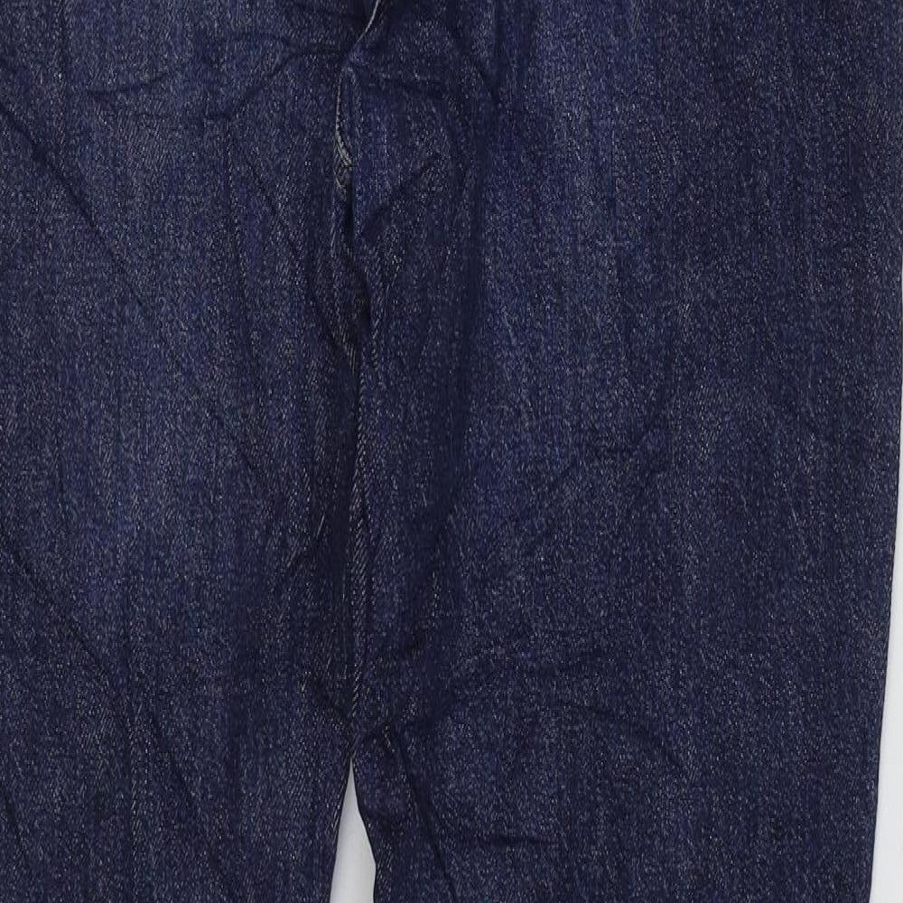 Marks & Spencer Womens Blue Cotton Skinny Jeans Size 32 in L34 in Regular Zip