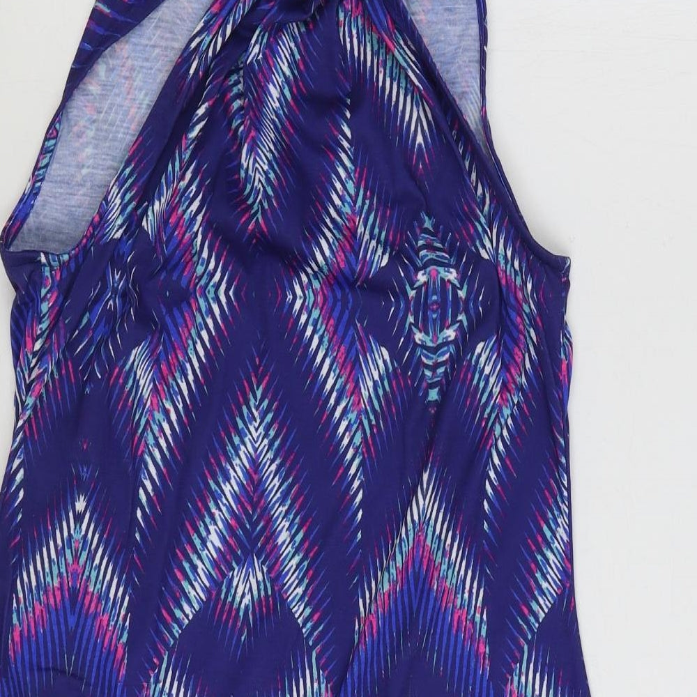 Kaleidoscope Womens Multicoloured Geometric Polyester A-Line Size 14 Halter Pullover