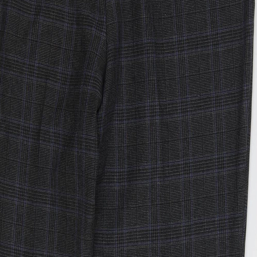 Dorothy Perkins Womens Grey Plaid Cotton Trousers Size 12 L26 in Regular Zip