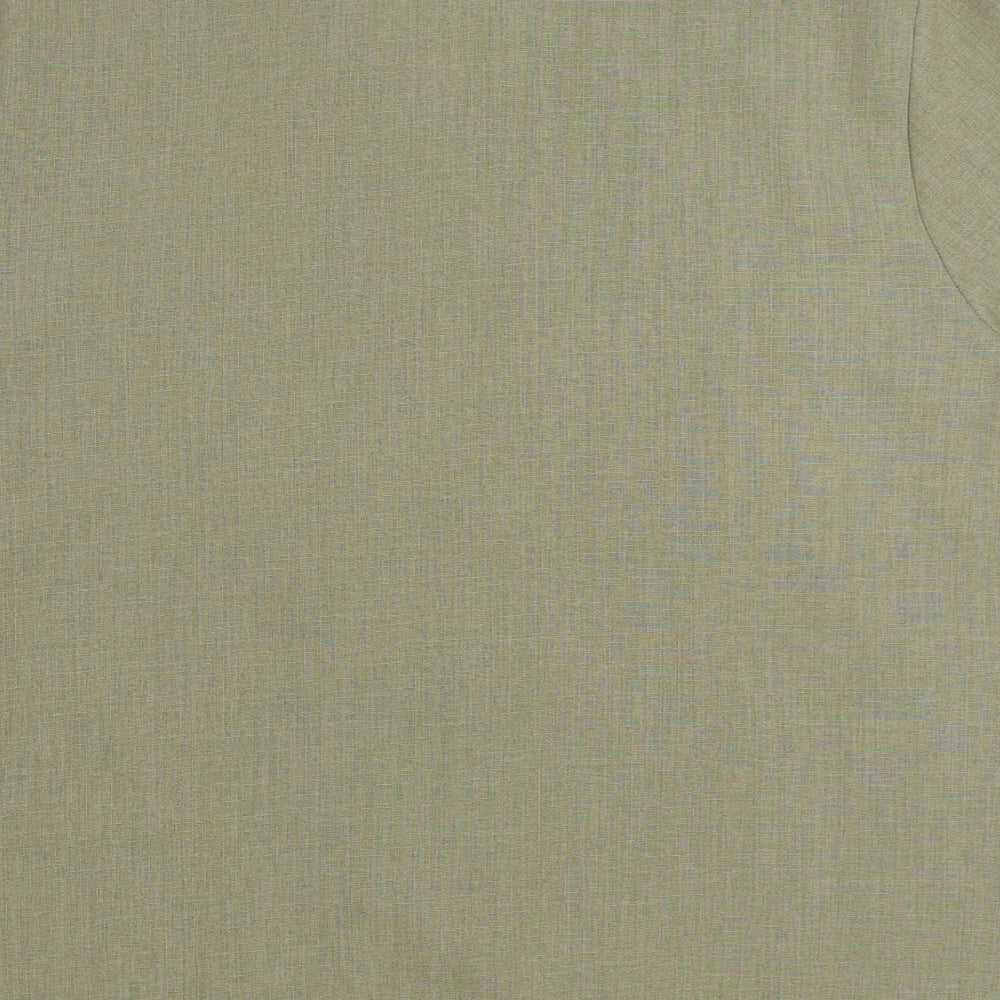 EWM Womens Beige Polyester Basic Button-Up Size 16 Collared