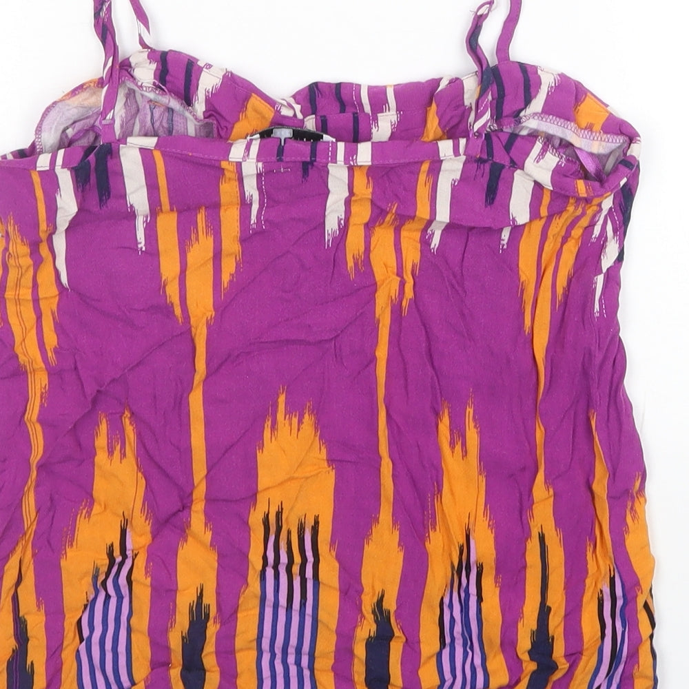 Warehouse Womens Purple Geometric Viscose Basic Tank Size 8 V-Neck