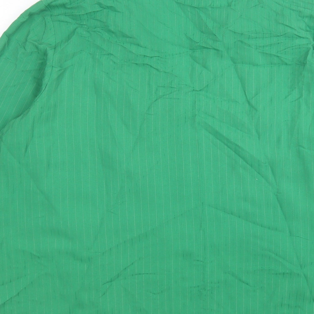 Arcadia Womens Green Striped Viscose Jersey Button-Up Size 20 V-Neck
