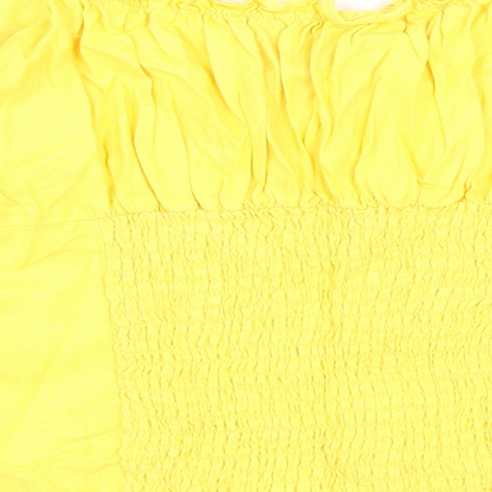 New Look Womens Yellow Linen Cropped Blouse Size 8 Off the Shoulder