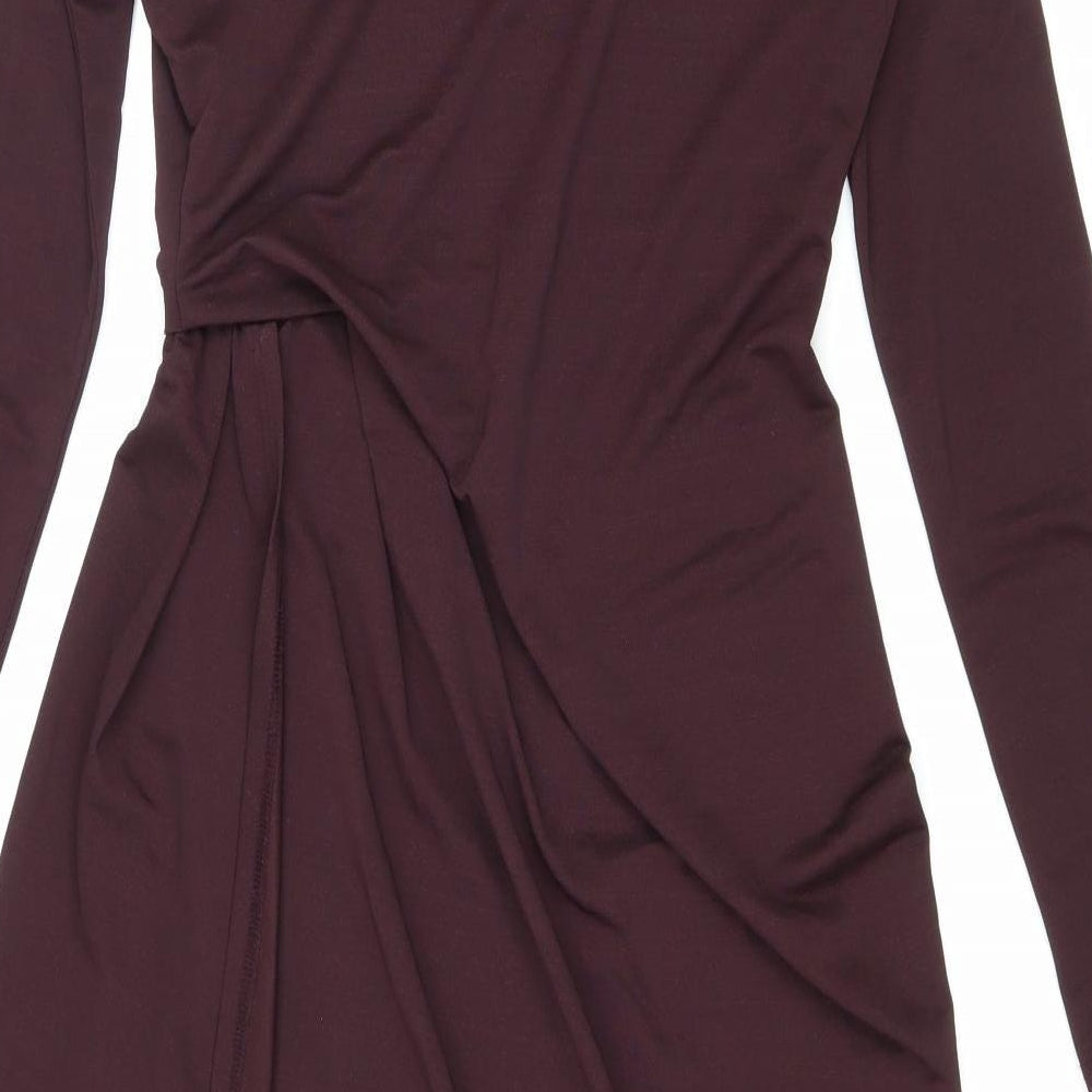 Topshop Womens Purple Polyester Bodycon Size 10 Boat Neck Pullover