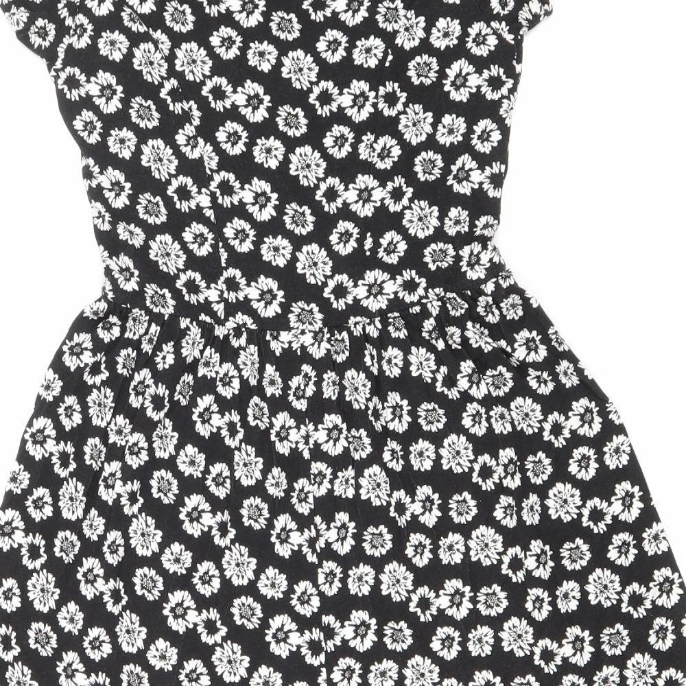 ASOS Womens Black Floral Viscose Playsuit One-Piece Size 8 Pullover