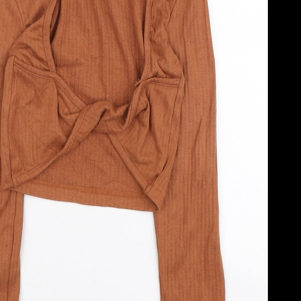 Missguided Womens Brown High Neck Polyester Pullover Jumper Size 10 - Cut Out Back