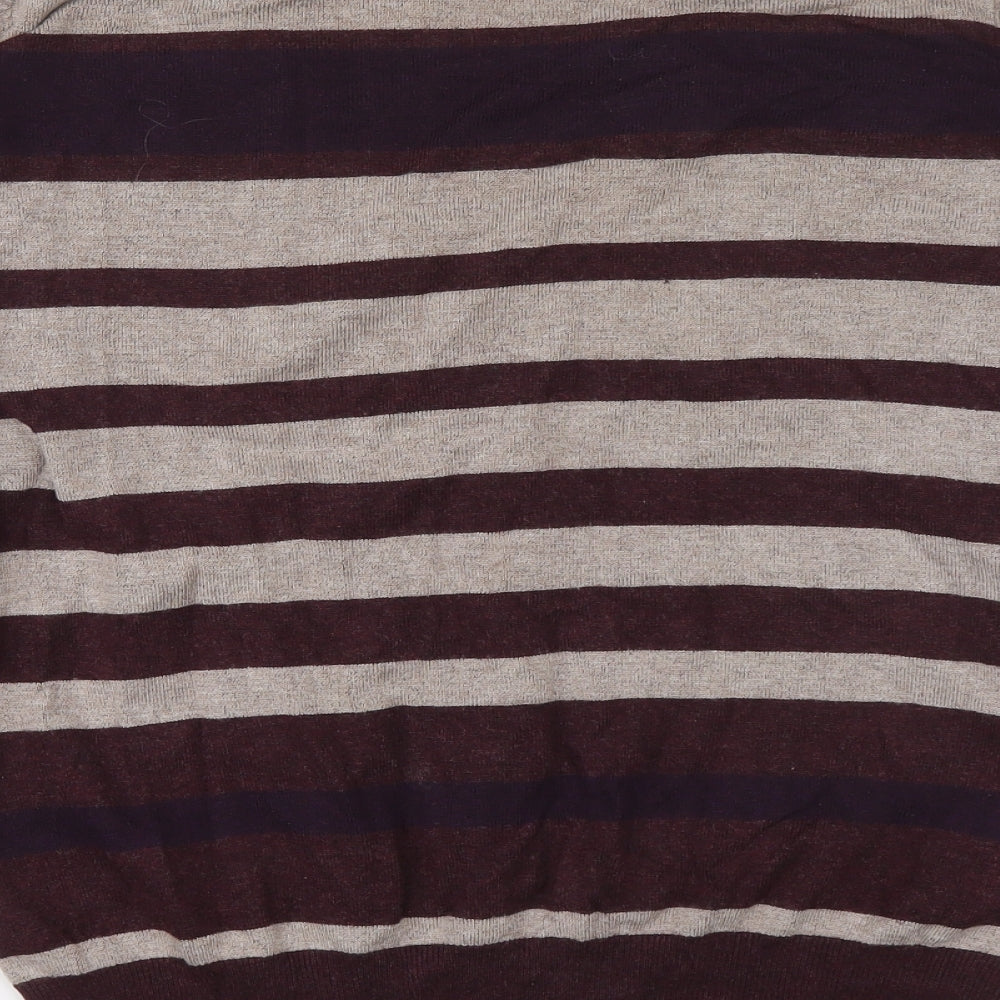 Papaya Womens Multicoloured V-Neck Striped Viscose Pullover Jumper Size 14