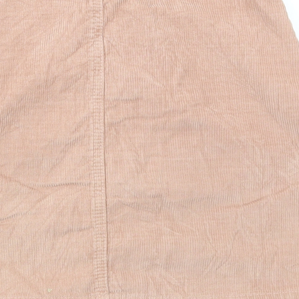 Denim & Co. Womens Pink Cotton Mini Skirt Size 6 Button