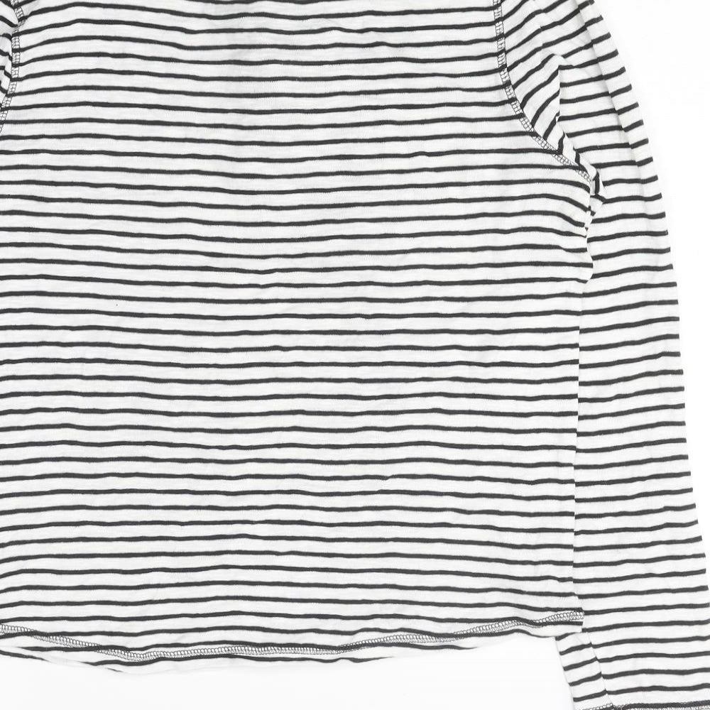 Marks & Spencer Womens Multicoloured Striped Polyester Basic Button-Up Size 12 Round Neck