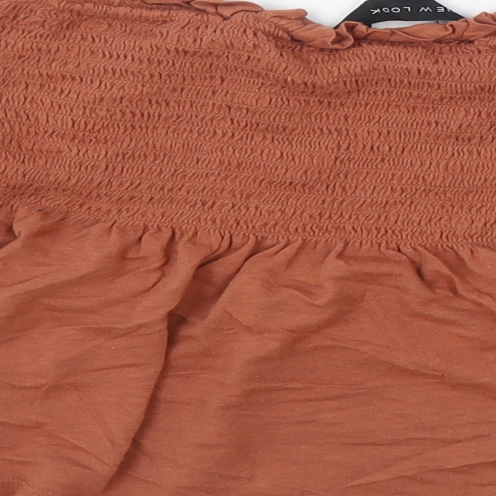 New Look Womens Orange Cotton Cropped Blouse Size 8 Off the Shoulder - Elasticated
