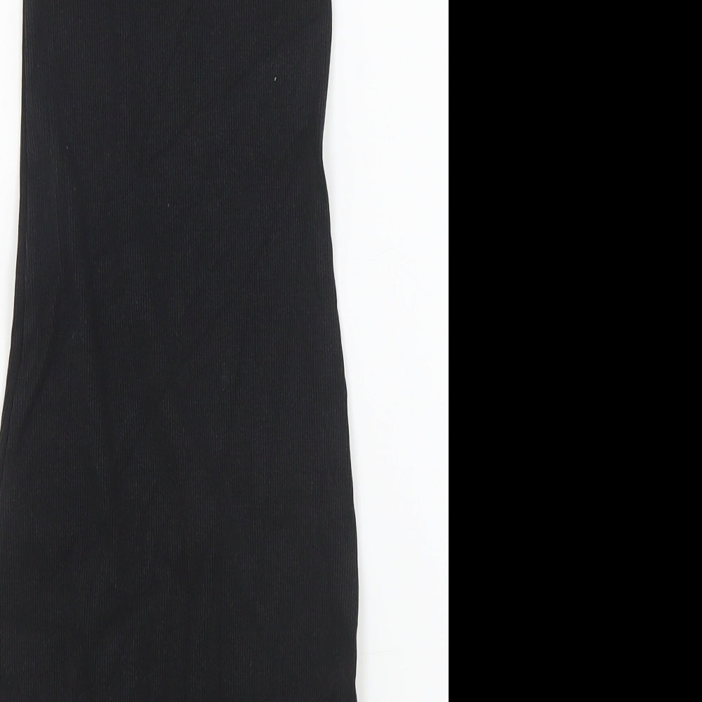 Zara Womens Black Cotton Bodycon Size S Square Neck Pullover