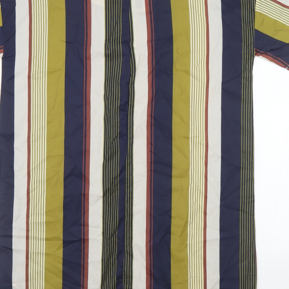 Boohoo Womens Multicoloured Striped Polyester Tunic Blouse Size 10 Round Neck