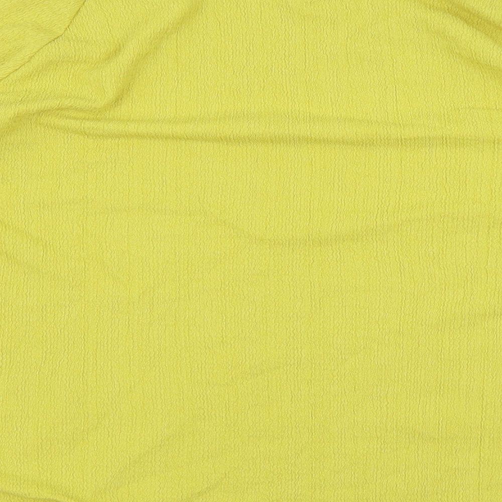 Marks & Spencer Womens Yellow Polyester Basic Blouse Size 14 Round Neck - Keyhole