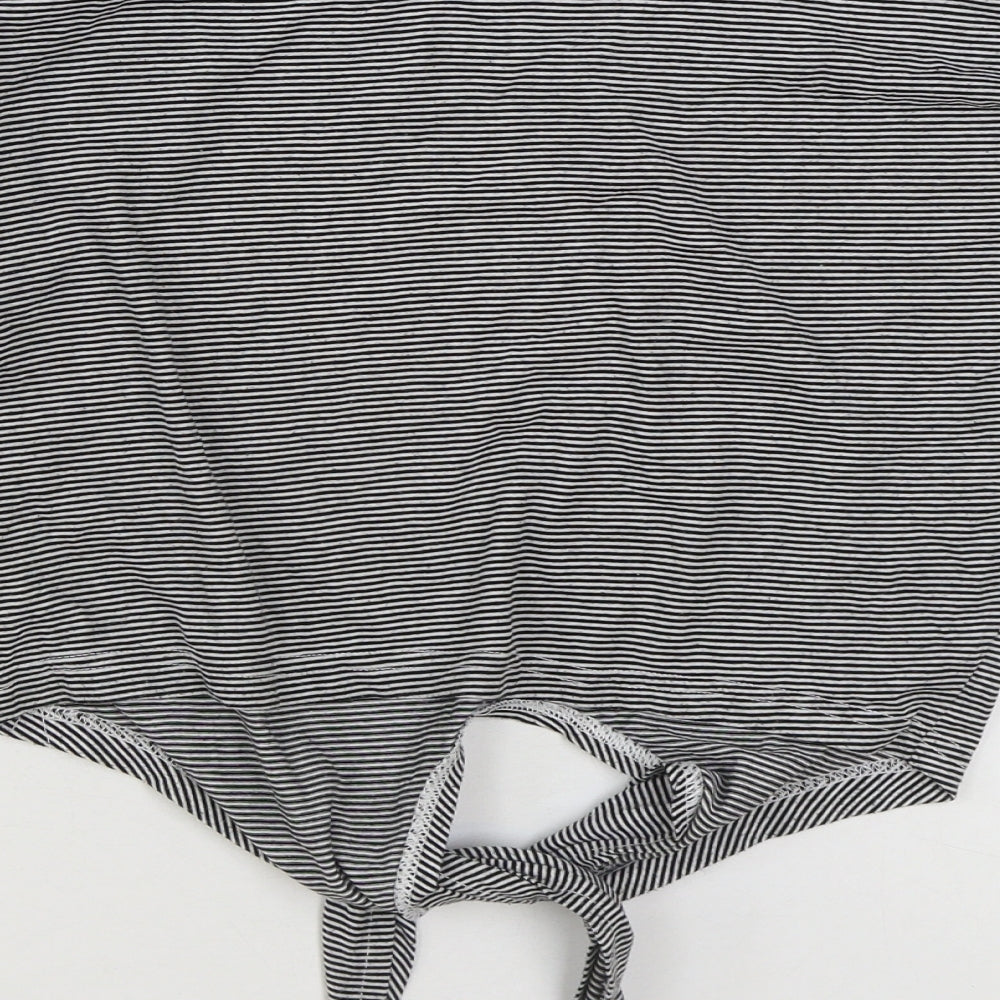 Atmosphere Womens Black Striped Cotton Basic T-Shirt Size 6 Round Neck