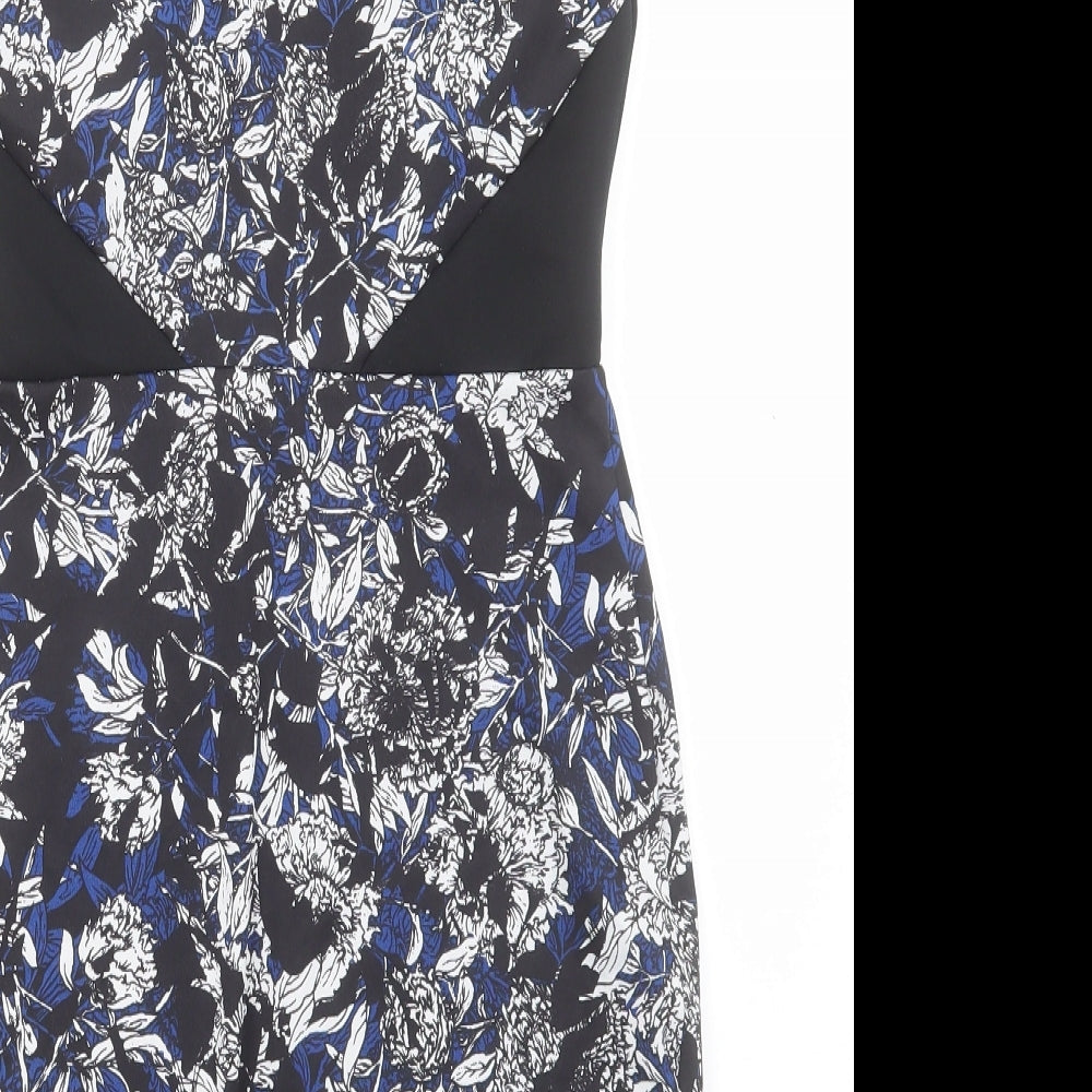 Atmosphere Womens Blue Floral Polyester Pencil Dress Size 10 Halter Button