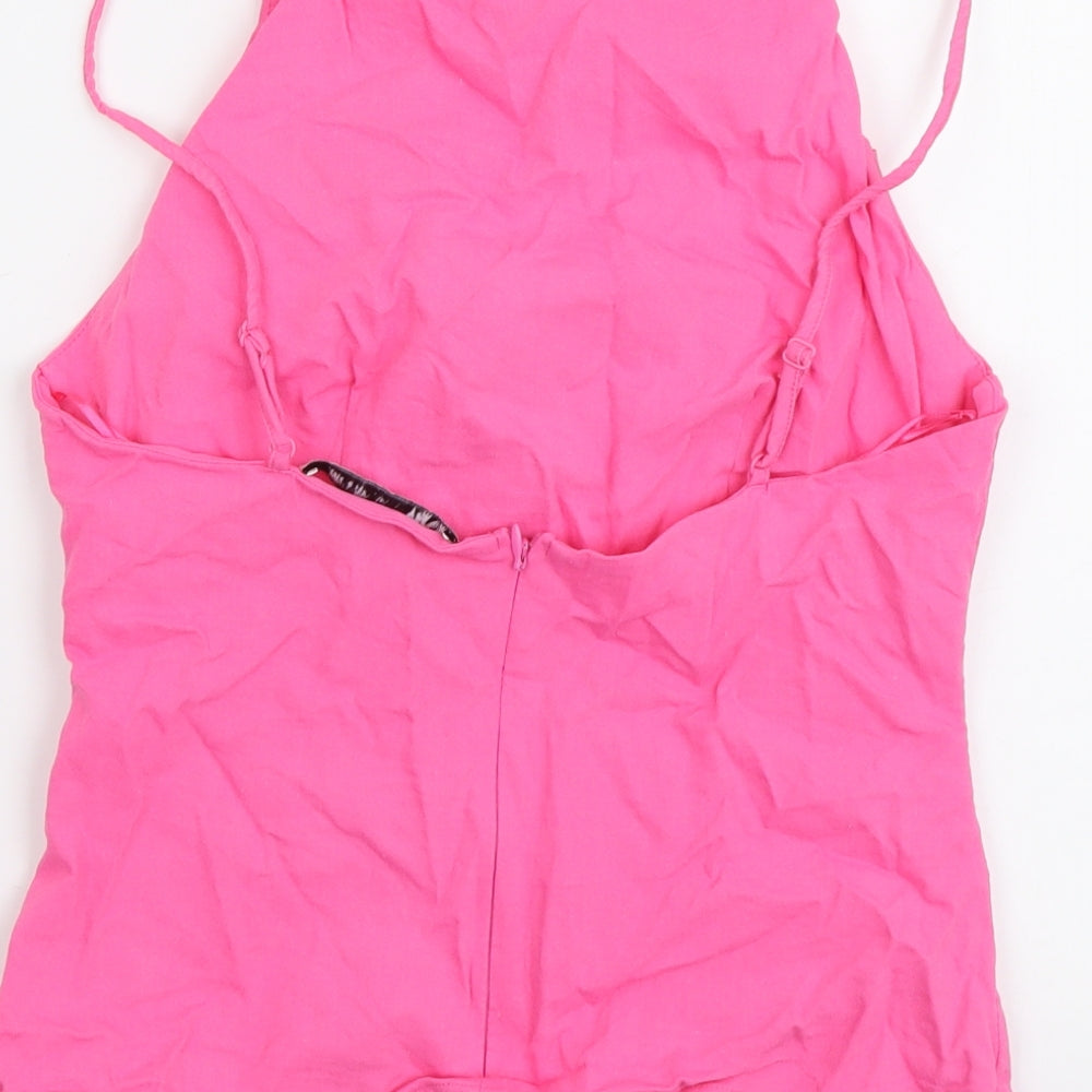 Zara Womens Pink Viscose Camisole Tank Size S Square Neck
