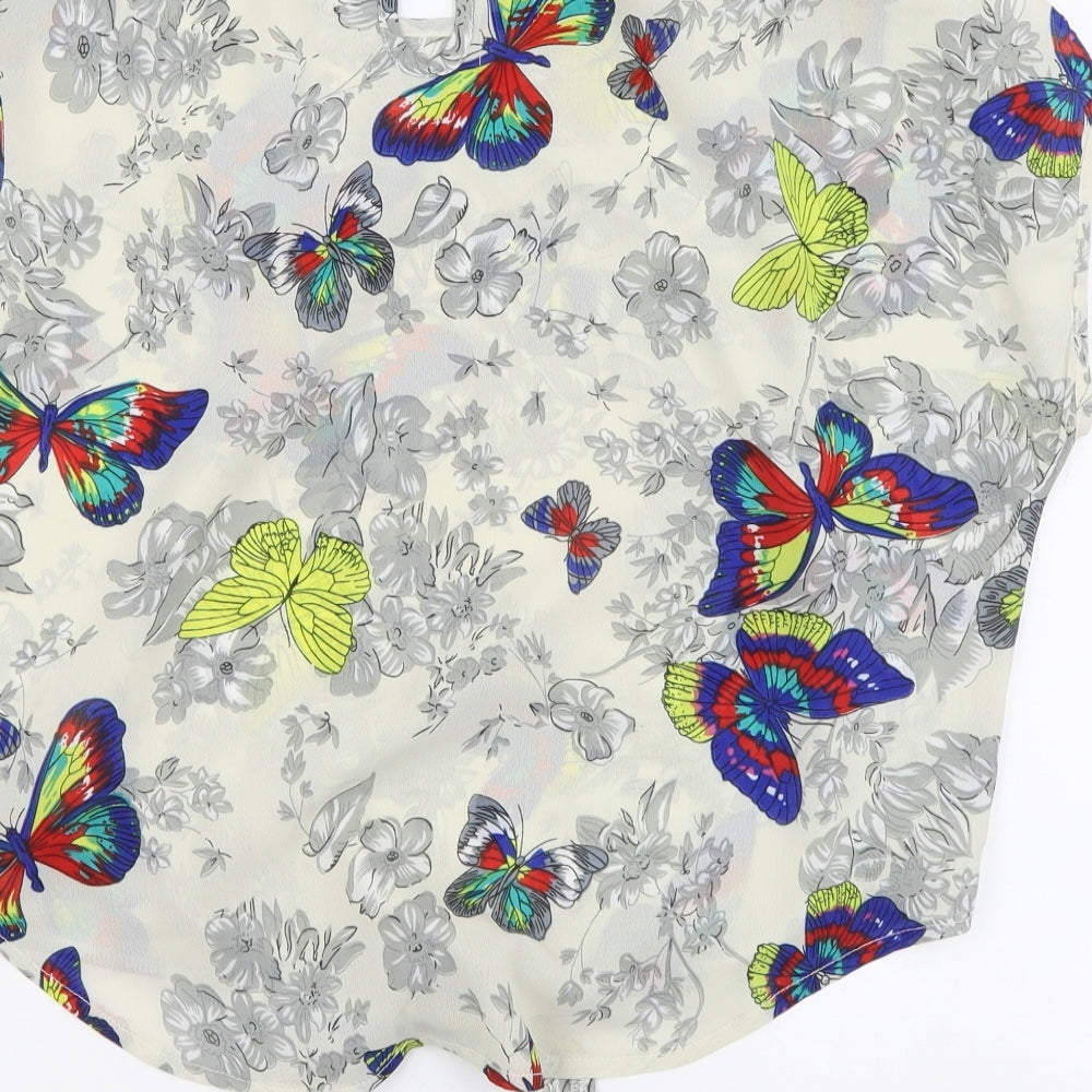 Pinky Womens Multicoloured Geometric Polyester Basic Blouse Size M Round Neck - Butterfly Pattern
