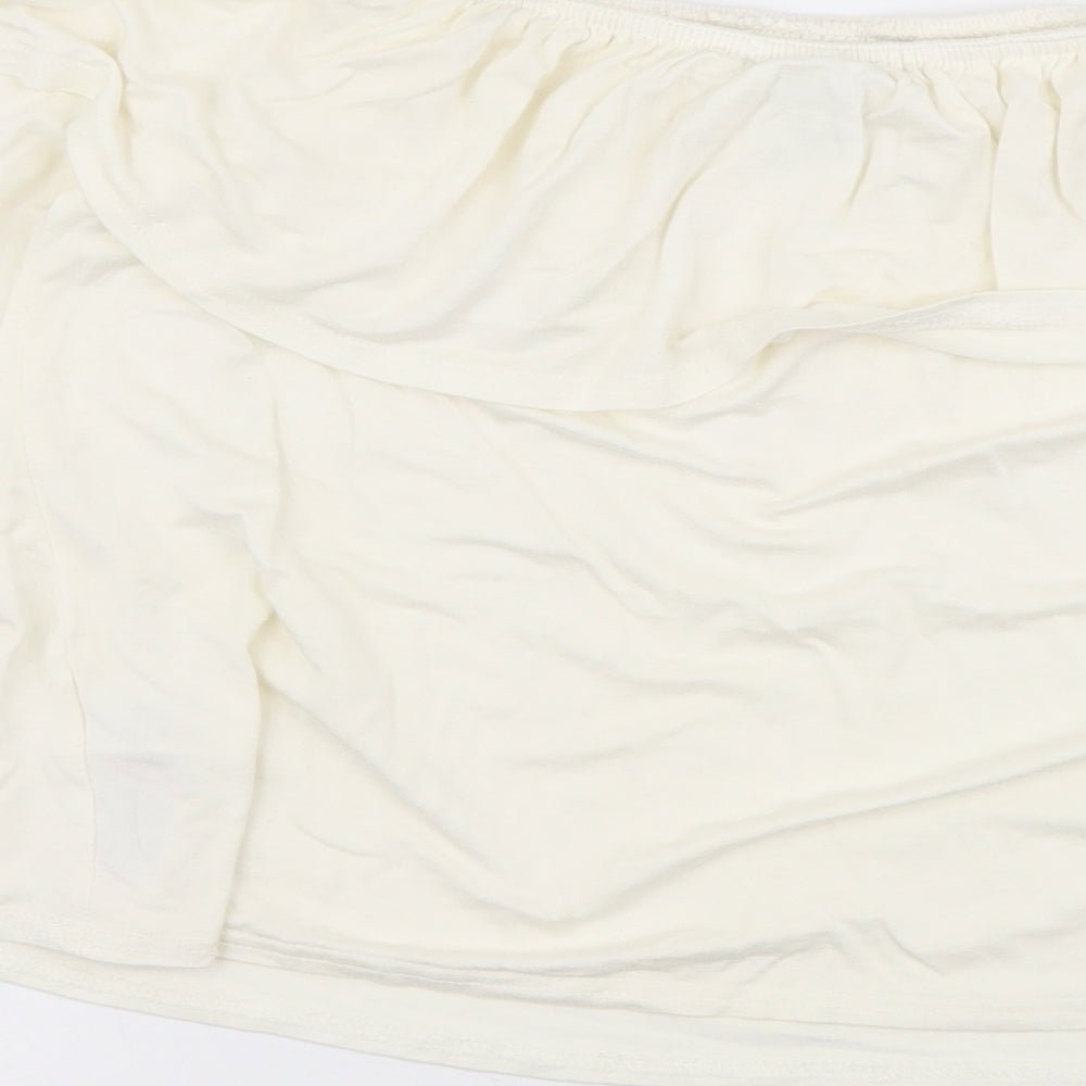 New Look Womens Ivory Viscose Cropped Blouse Size 12 Off the Shoulder