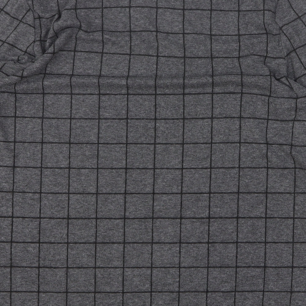 Preworn Womens Grey Check Polyester Pullover Sweatshirt Size 14 Pullover