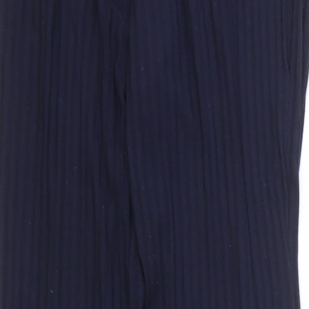 H&M Womens Blue Polyester Trousers Size M L28 in Regular