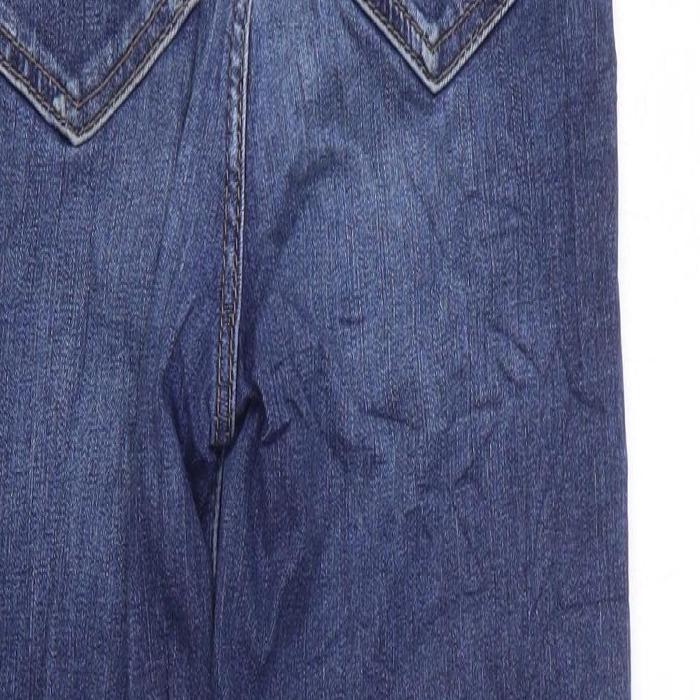 Marks & Spencer Womens Blue Cotton Skinny Jeans Size 8 L24 in Regular Zip