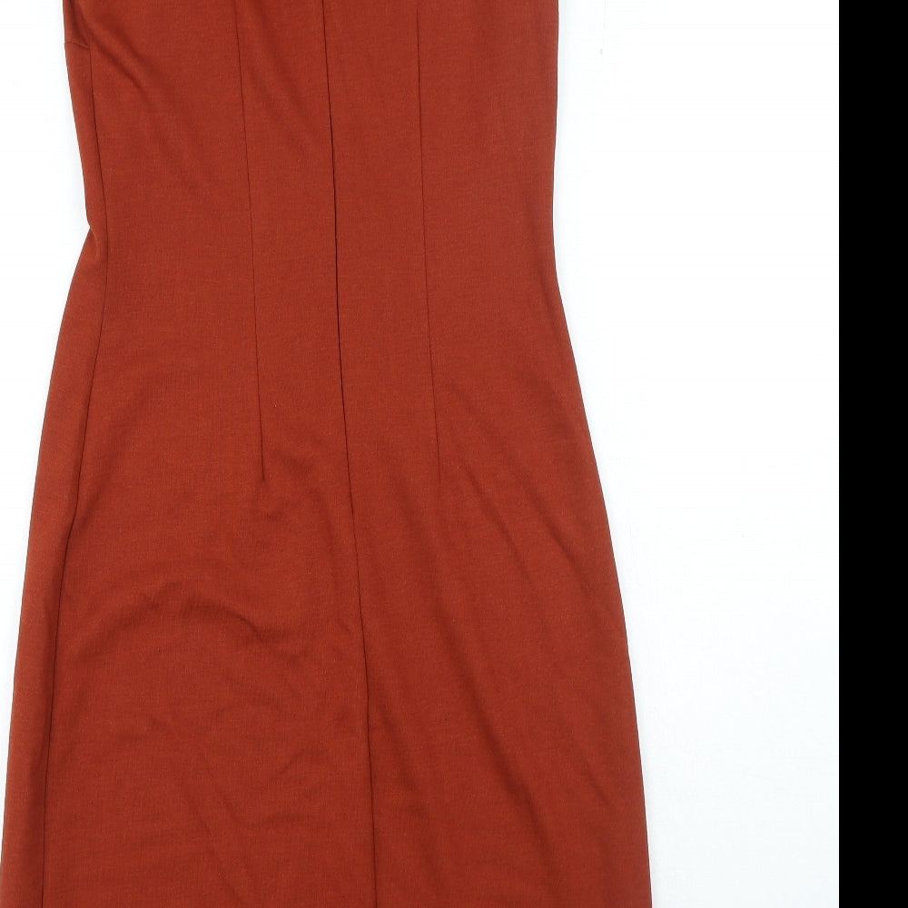 Marks & Spencer Womens Brown Polyester Ball Gown Size 8 Round Neck Pullover