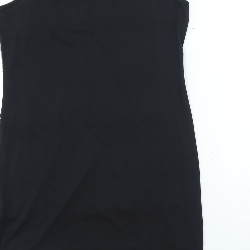 Pussycat London Womens Black Polyester Mini Size M Scoop Neck Pullover - Lace Detail